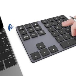 Bluetooth Number Pad, Wireless Numeric Keypad, USB-C Rechargeable External 34-Keys Numpad, Financial Data Entry Keyboard for iMac, MacBook Air/Pro, PC