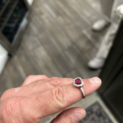 1.20 Ct Diamond And Ruby Silver Ring