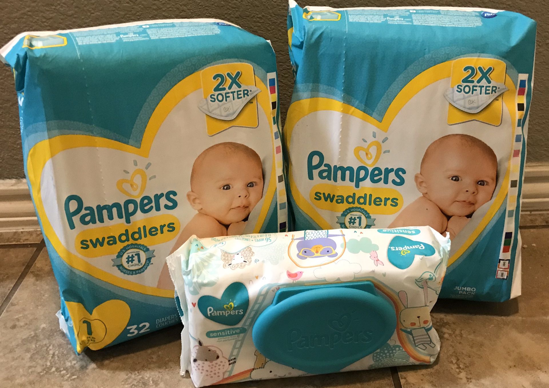 Pampers and wipes size 1 $12