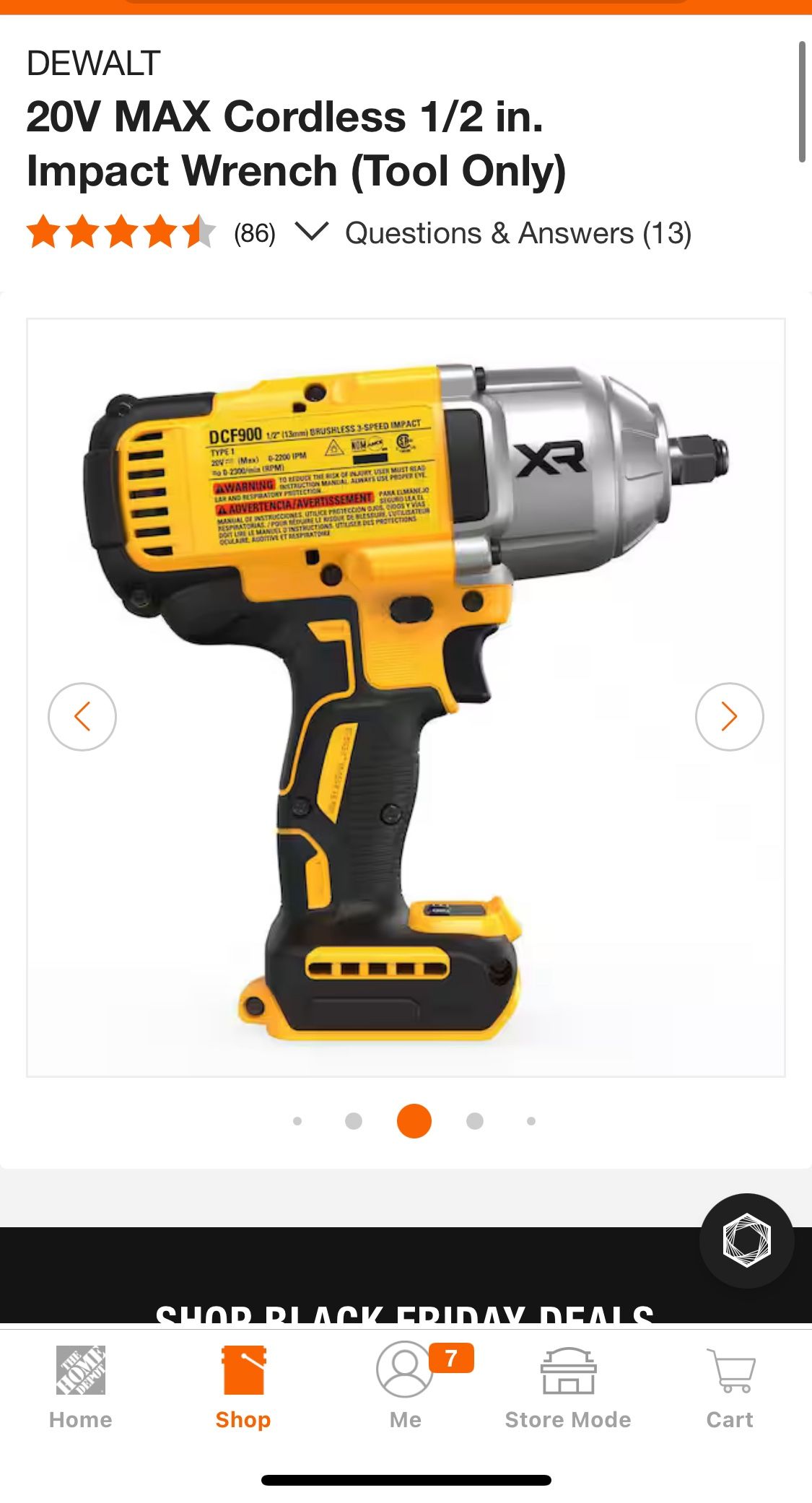 DEWALT High Torque Impact Wrench 1/2 In 