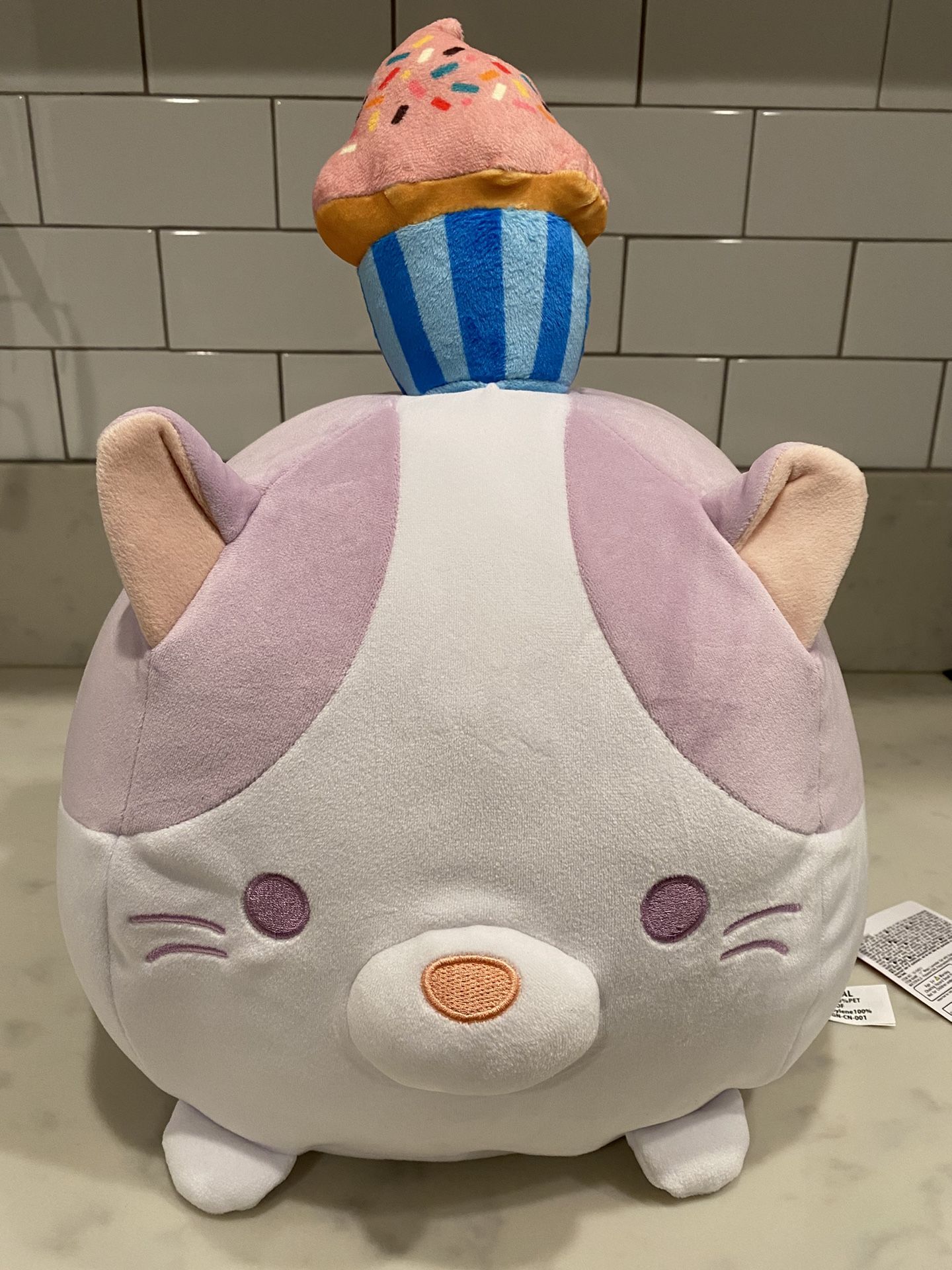 Mogu Lavender Cat Cupcake 17" Purple Chibi Plushie Plush Stuffed Animal Round 1 Manga Anime Mochi Soft Cute Japan Toy