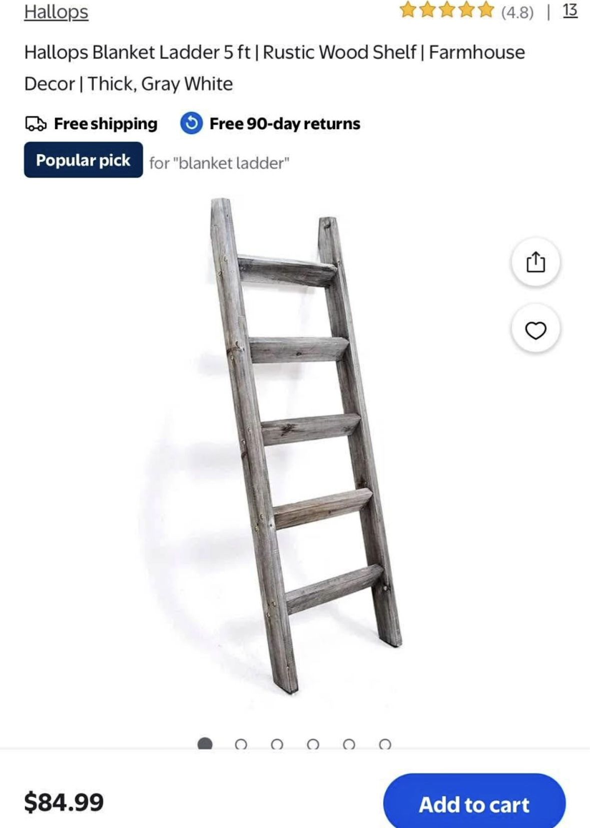 🪵 Rustic 5ft Wooden Blanket Ladders – Farmhouse Home Decor