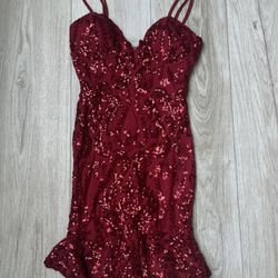  Madalyn V-Neck Ruffle Windsor Sequin Satin Mini Dress