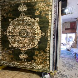 8x10 Area Rugs Carpet Rugs Persian Desgin Thick Colors Green Gold Beige