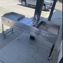 New Taco Cart/ Double Griddles And Double Steamer New Big Food Cart For Catering