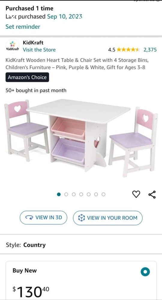 KidKraft Wooden Heart Table & Chair Set