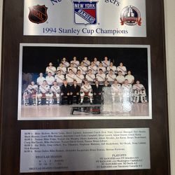 Original NY Rangers 1994 Championship Plaque 16x13" Nice Condition 