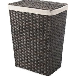 Whitmor Rattique Laundry Hamper with Lid and Removable Liner - Espresso

