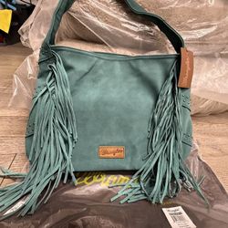 Wrangler Fringe Studded Hobo Bag (Turquoise)