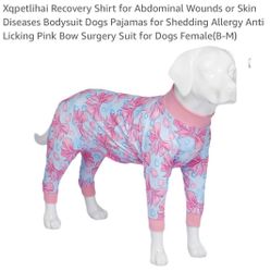 Recovery Shirt for Abdominal Wounds or Skin Diseases Bodysuit Dogs Pajamas for Shedding Allergy Anti Licking Pink Bow Surgery Suit for Dogs