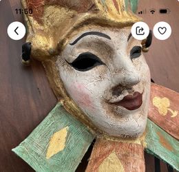 Decorative Jester Mask Wall Sculpture signed