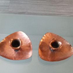 Copper Candleholder Set of Two