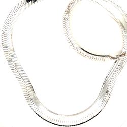 925 Sterling Silver Thick Herringbone Necklace