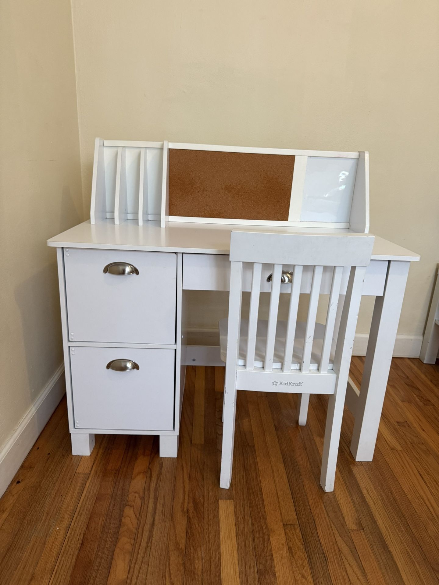 KidKraft Children's Wooden Study Desk with Chair, White