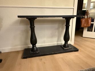 Black Wood Console Table with Baluster Legs