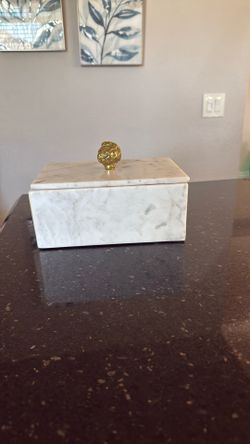 6” X 9” Marble Decorative Box With Gold Accent