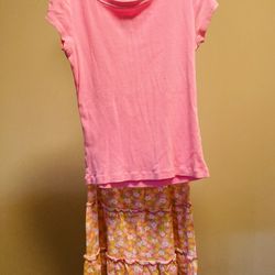 Kids Size 6X Long Skirt And T-shirt 