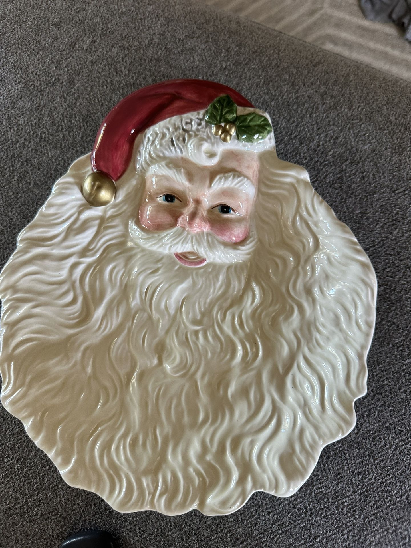 Vintage OCI Fitz and Floyd Santa Claus Canapé Cookie Plate 1993