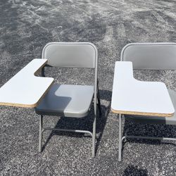 Steel Folding Chairs With Desk/Tablet Arms 
