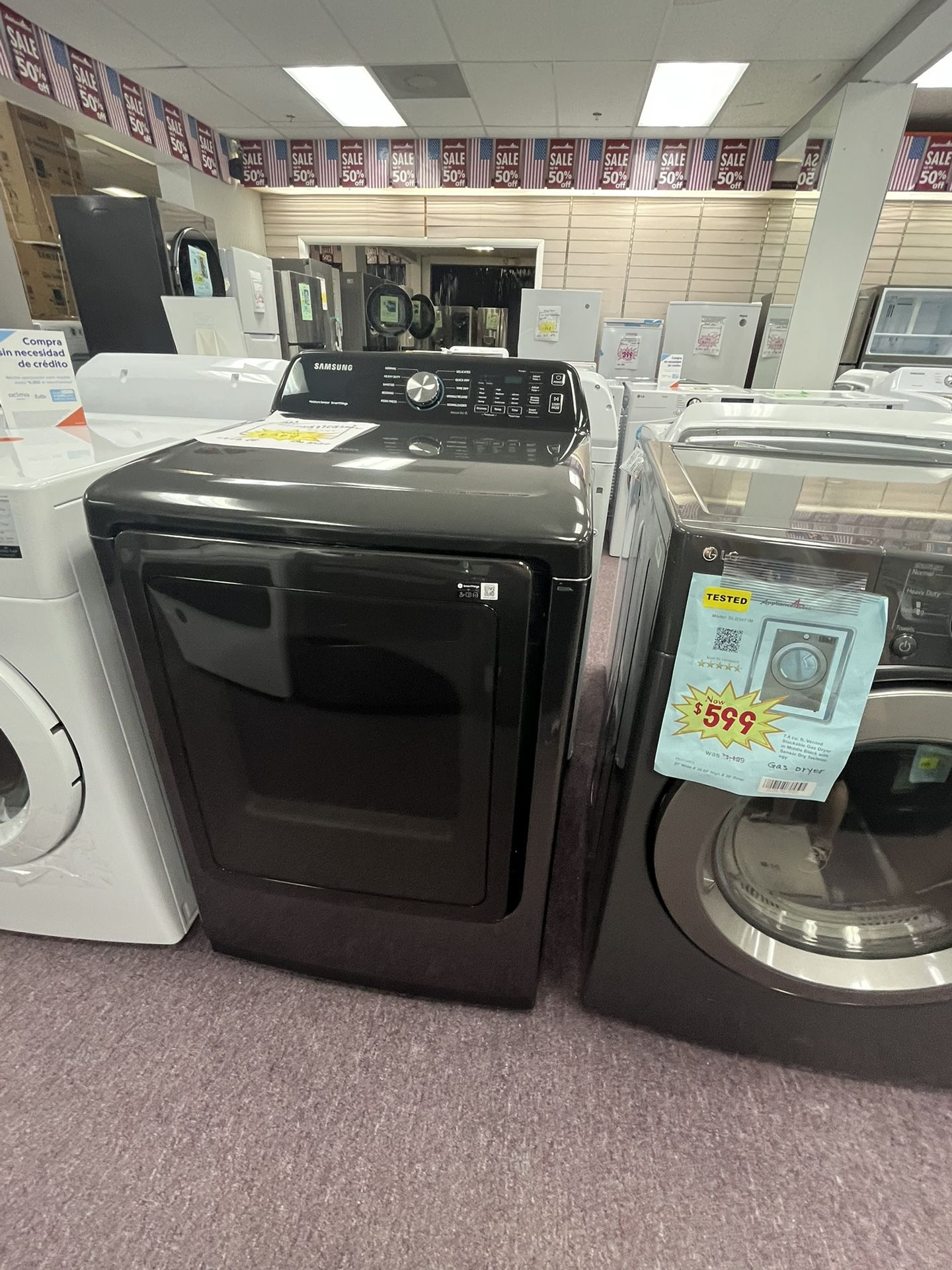 Gas Dryer, Samsung 27’ Wide 7.4 Cb Ft New Scratch Dents secadoras