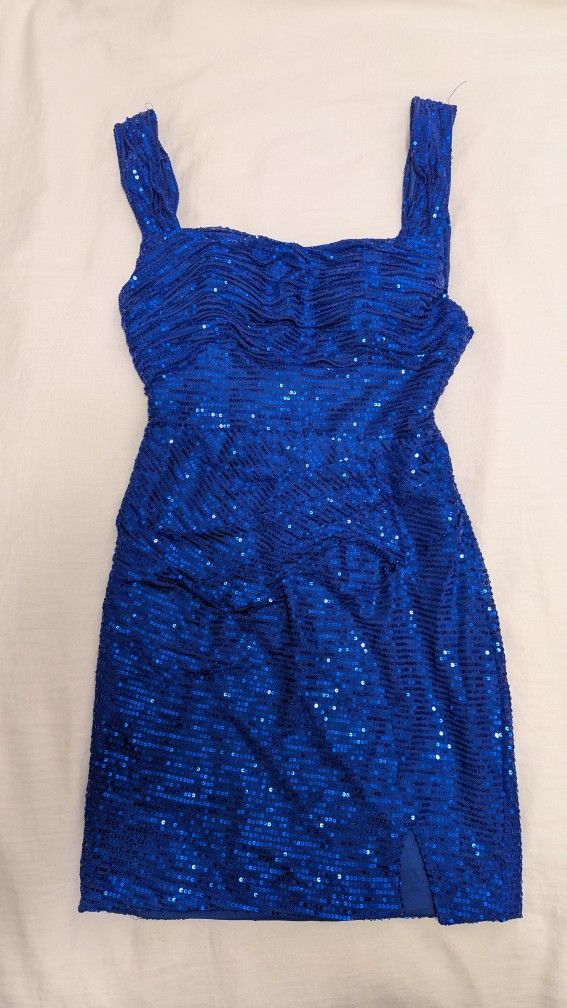 Royal Blue Sequined Cocktail Dress Size 0 BRAND NEW