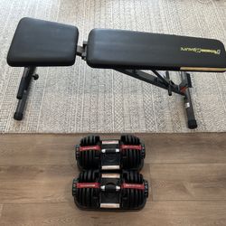 Bowflex Selecttech Dumbbells and Fitness Reality Weight Bench