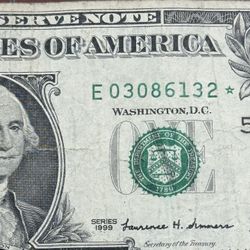 Older 1999 $1 Dollar Replacement Star Note 