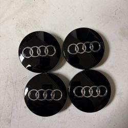 4 PCS WHEELS CENTER HUB CAPS AUDI GRAY SILVER CHROME 61 MM
