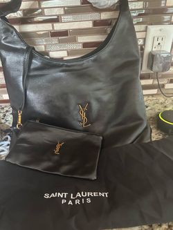 Saint Laurent YSL Black Leather Hobo Bag