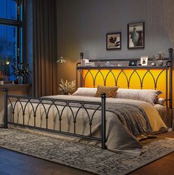 Metal king bed frame (missing 3 slats )