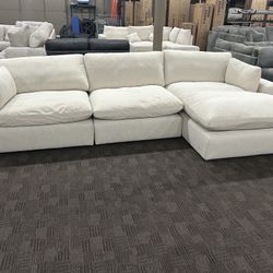 Feather Filled Cloud White Sectional 