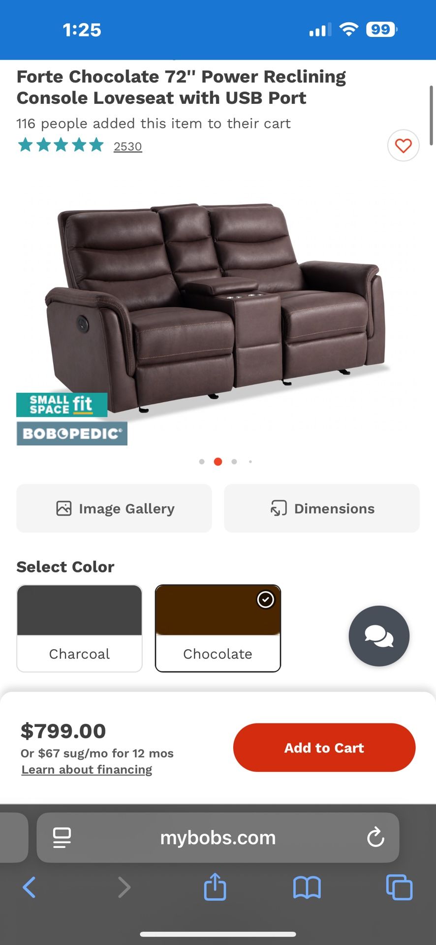 Forte Chocolate Loveseat