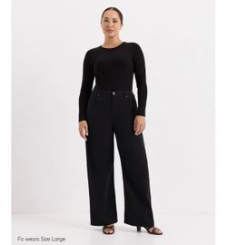 Pact Black Wide-Leg High-Waist Trousers