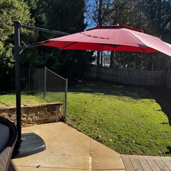 Large 10’ Red Umbrella With Lights 