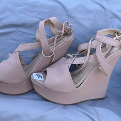 Pink Wedge Straps Heels