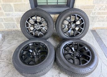 20’ Silverado Tahoe Suburban Sierra Denali Yukon Glossy Black Wheels Tires 6 Lug