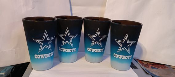 DALLAS COWBOYS Blue Fade 16 OZ SILICONE PINT GLASS Set of 4