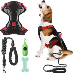 Dog Harness Adjustable Reflective Easy Control for Medium/Large Dog Harness with A Free Heavy Duty 5ft Dog Leash (XL (Neck: 23.6"-31", Chest: 26.7"-36