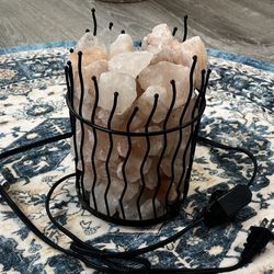 Himalayan Glow Black Pillar Style Basket Salt Rock Lamp Nightlight