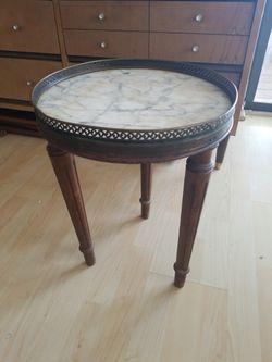 antique vintage brass and marble side table