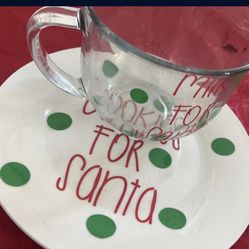 Milk And Cookies For Santa Cup And Plate