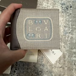 Bvlgari Bi-folded wallet Logo Biege Canvas