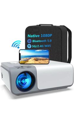 5G WiFi Bluetooth Projector Support 4K Full HD, Native 1080P Outdoor Projector Wireless Movie Projector w/ ±50° 4D/4P Keystone & Zoom 50%, Compatible 
