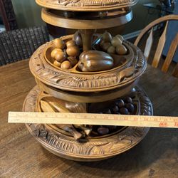 3 Tired Pineapple Wood Lazy Susan