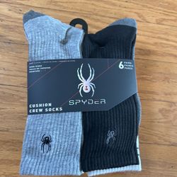 NWT Spyder Men's Cushion Crew Socks 6 pairs 