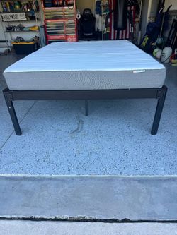 Full Size IKEA Mattress & Metal Platform Bed Frame