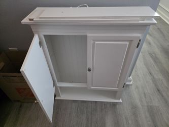 White Wooden Double Door Bathroom Wall Cabinet