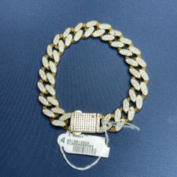14k CZ Encrusted Cuban Bracelet
