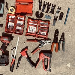 Milwaukee Tool Bundle + Blades, Bits, Staple Gun, Snips, Impact Driver & More