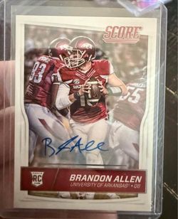 2018 Score Rookie Auto of Brandon Allen * Rookie autograph * Former Arkansas starting QB * NFL quarterback experience * Clean signature * Stored in pr